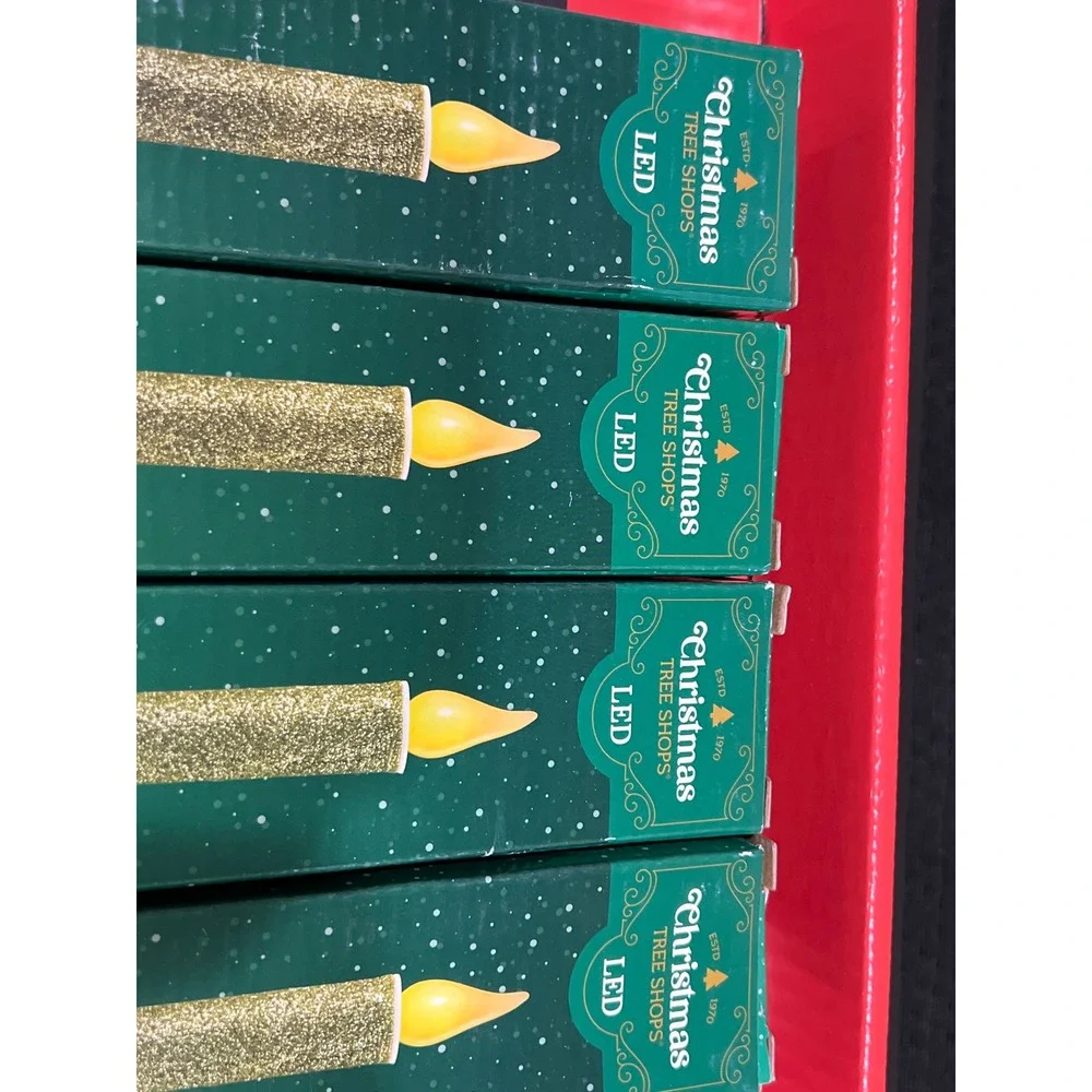 Christmas Tree Shops LED Gold Glitter Candle Light Battery Timer Set 4s 34060445